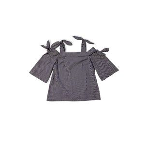 Banana Republic Blue and White Striped Cold Shoulder Top - Women’s Size Small